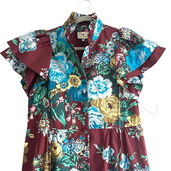TUCKERNUCK‎ Alice Oxblood Verdant Floral Midi Dress NWT Small - Picture 5 of 5